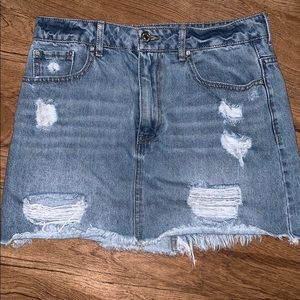 Light denim jean mini skirt